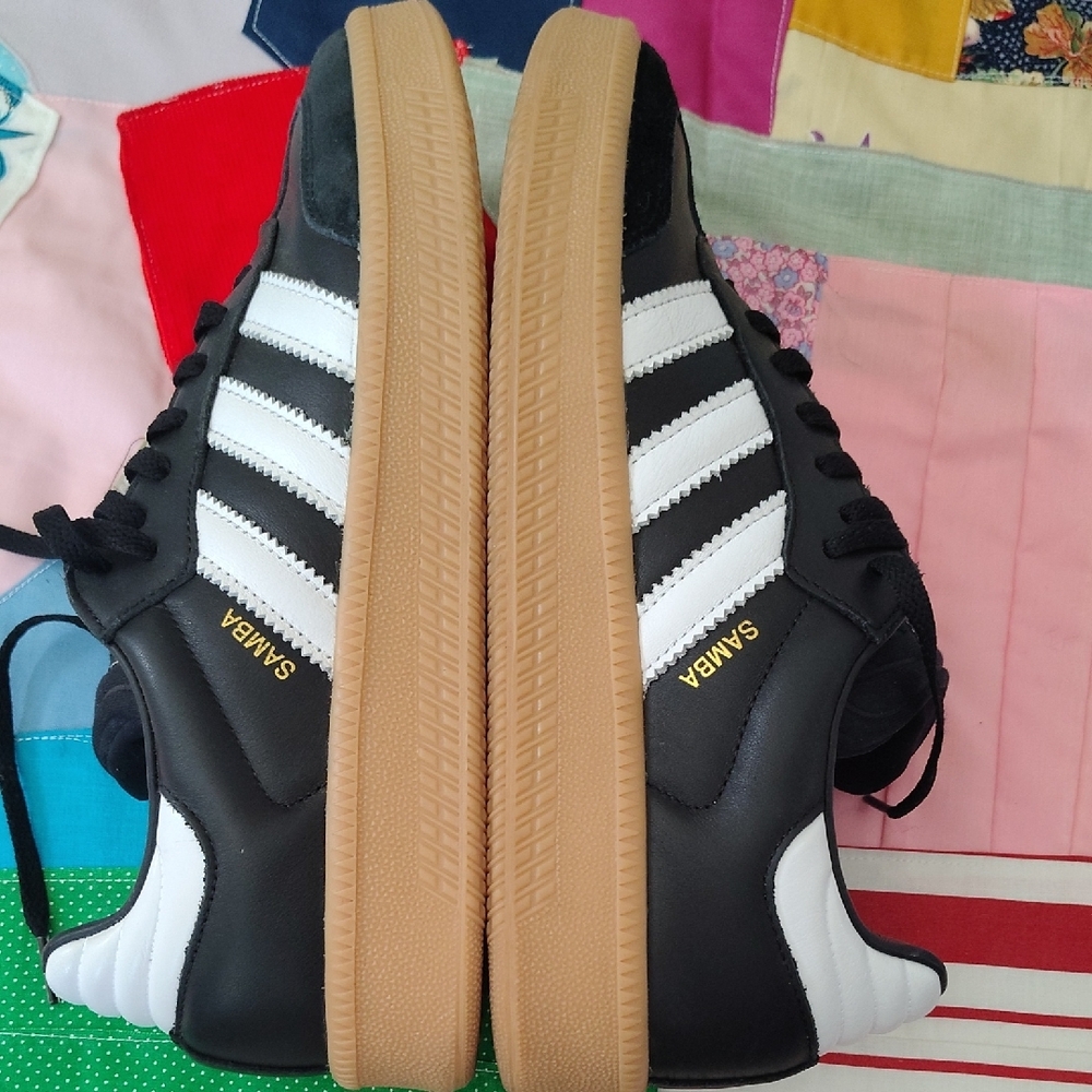 Samba XLG Sadidas Black Leather & Suede Sneakers with White Stripes and Gum Sole - Picture 7 of 11